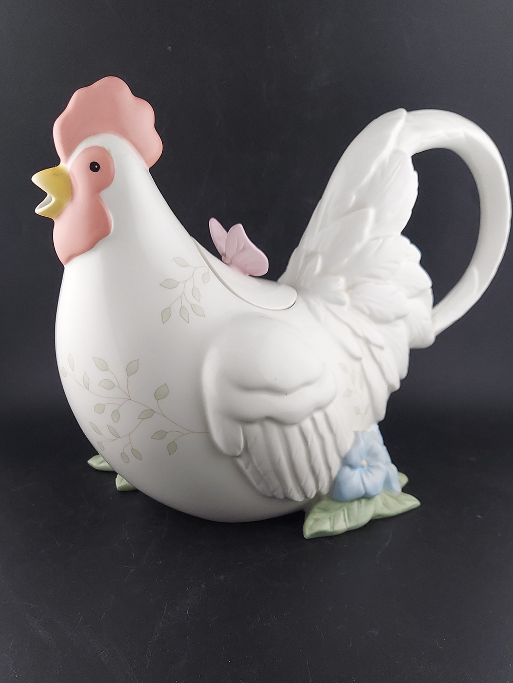 Lenox Butterfly Meadow, White Ceramic Hen Teapot with Pastel Accents